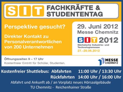 SIT 2012 – Fachkräfte- und Studententag auf der Sächsischen Industrie- und Technologiemesse