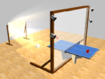 Prinzipskizze der stereoskopischen R�ckprojektionsanlage mit optischen Trackingsystem