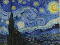 Abbildung eines abstrakten Gemäldes mit einer Szene bei Nacht im Mondschein