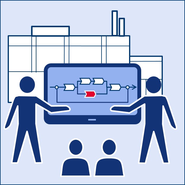Das Icon illustriert die Fallstudie Fabrikplanung.