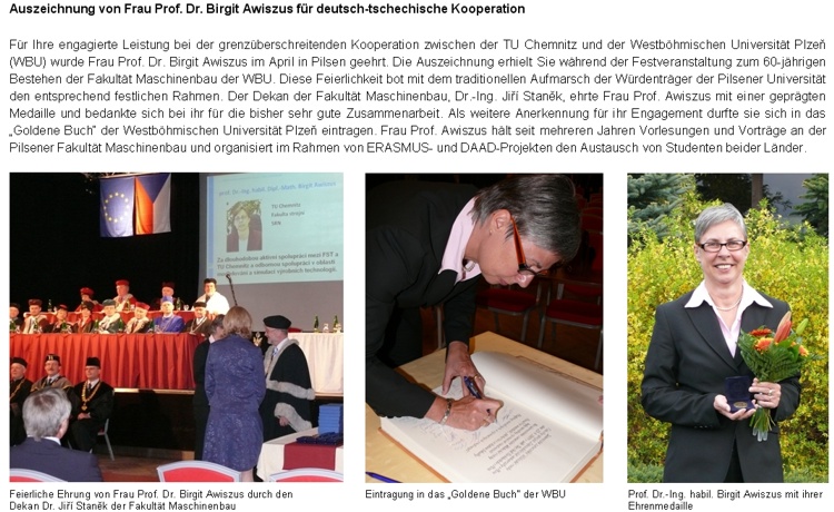 Artikel zur Auszeichnung von Frau. Prof. Awiszus (PDF)