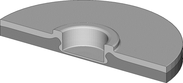 CAD-Darstellung einer Flach-Clinch-Verbindung