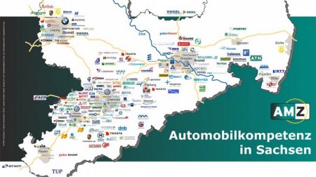 Die Sachsenkarte zeigt Standorte zahlreicher Zulieferfirmen der Automobilindustrie.