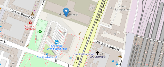 OpenStreetMap Karte mit dem Standort der Universitätsbibliothek