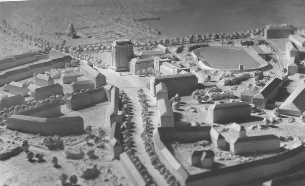 Modell Campus Hochschule für Maschinenbau Karl-Marx-Stadt, 1954, Repro: Universitätsarchiv, 2001