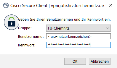 Screenshot Nutzerdaten eingeben