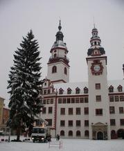 Chemnitz - Aufstellen des Weihnachtsbaumes