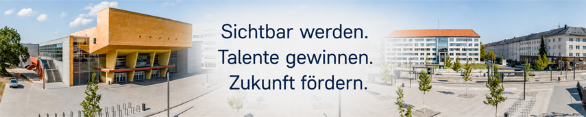 Seitenbanner mit dem Text 'Sichtbar werden. Talente gewinnen. Zukunft fördern.'
