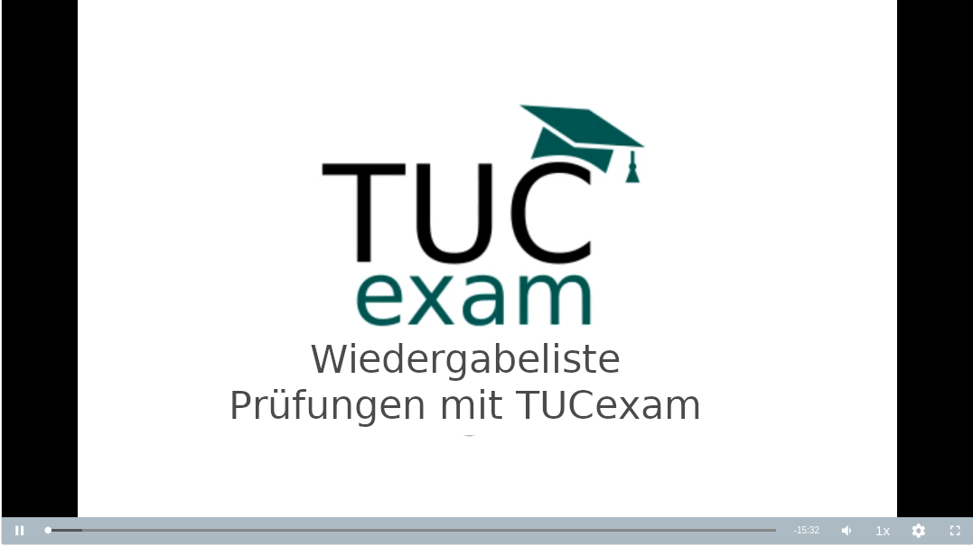 Startbild „Wiedergabelliste Prüfungen mit TUCexam“
