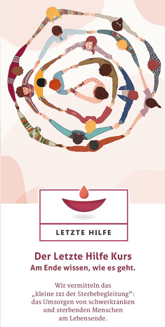 Menschenschlange von oben betrachtet, die sich an den Händen halten und eine Schnecke bilden