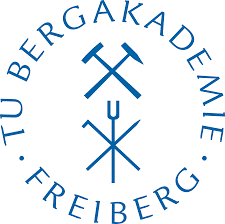Logo als blauer Schriftzug der TU Bergakademie Freiberg