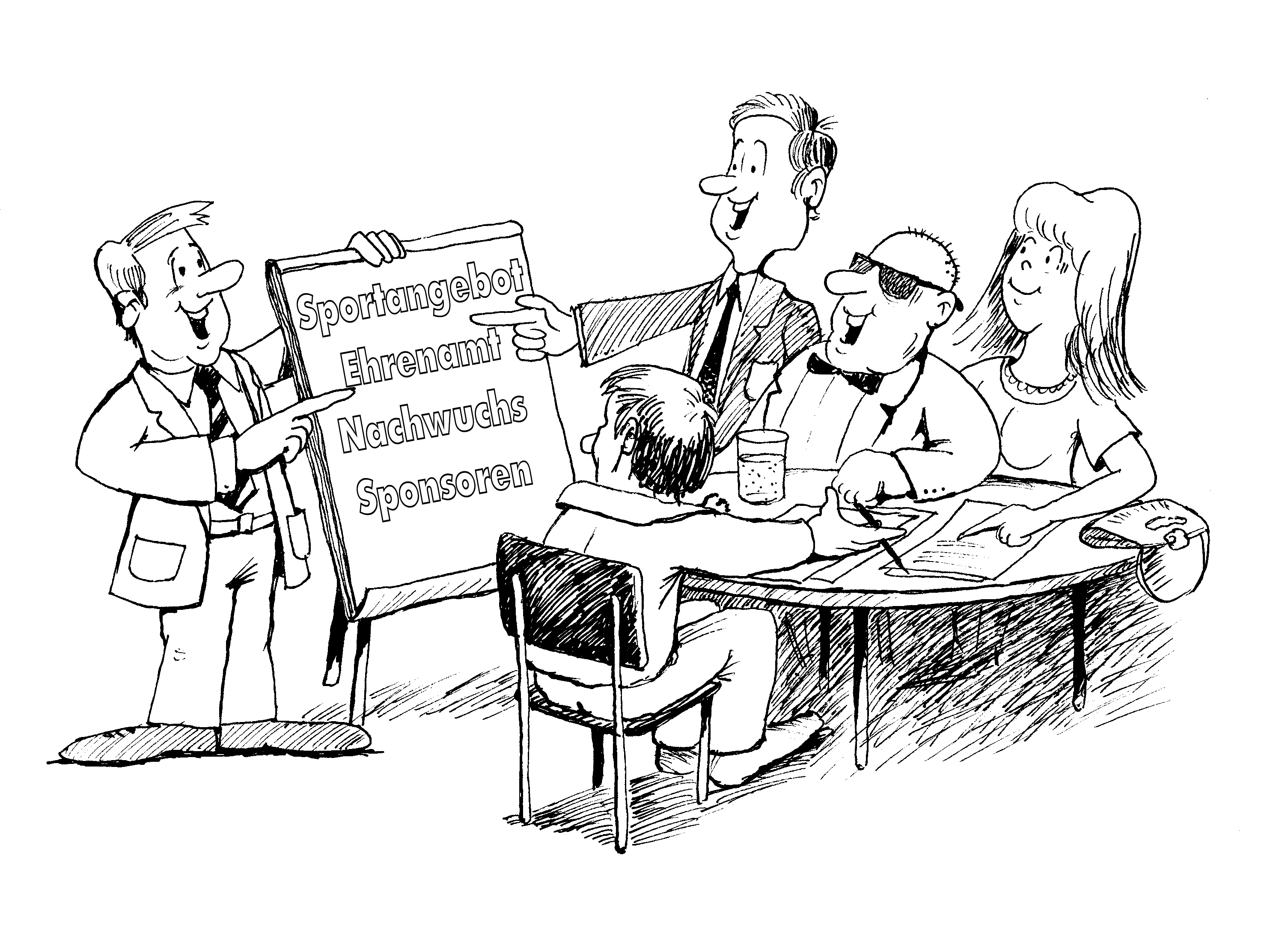 Karikatur Vereinssitzung