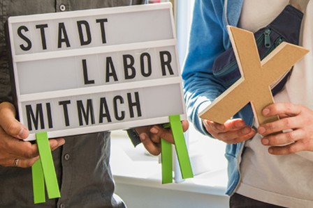 Schriftzug "Stadtlabor Mitmach_X"