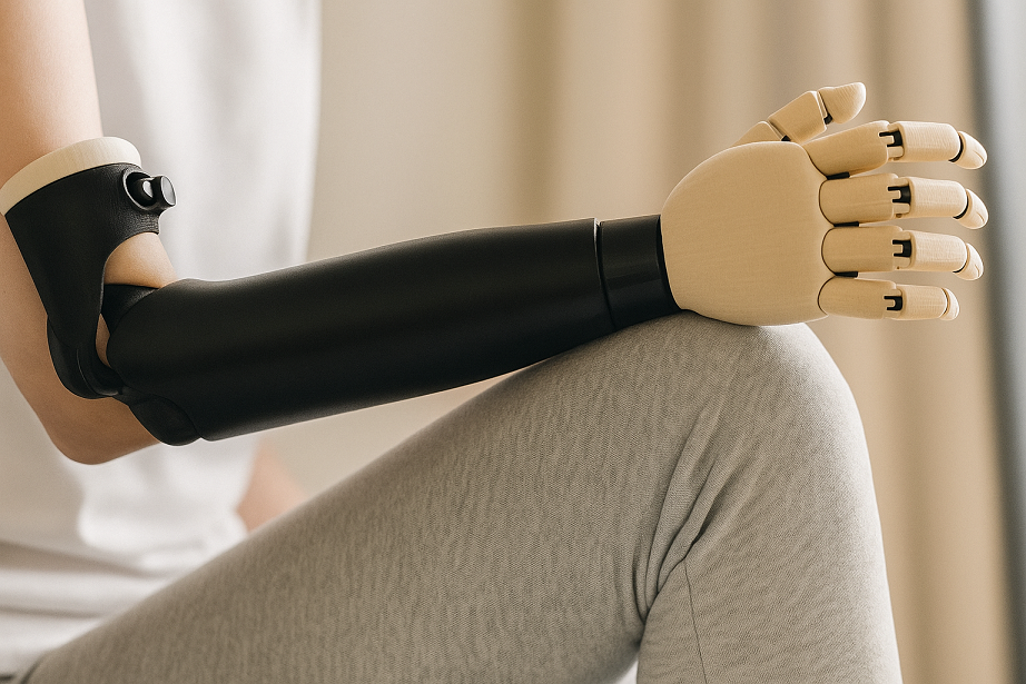 3D-printed prosthetic hand project image.