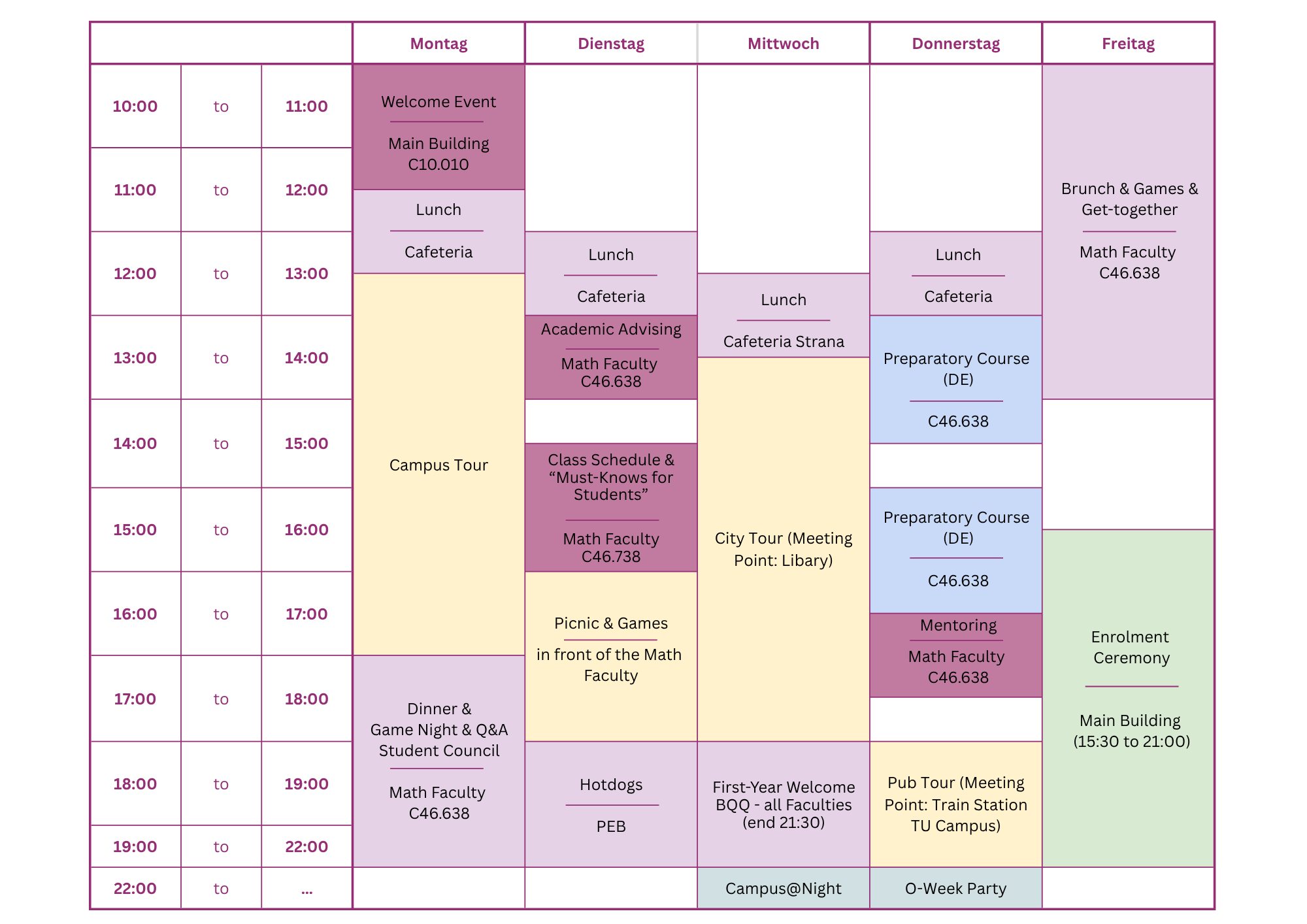 schedule orientation week
