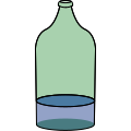 Abbildung einer Glasflasche, deren unteres Drittel gefüllt ist