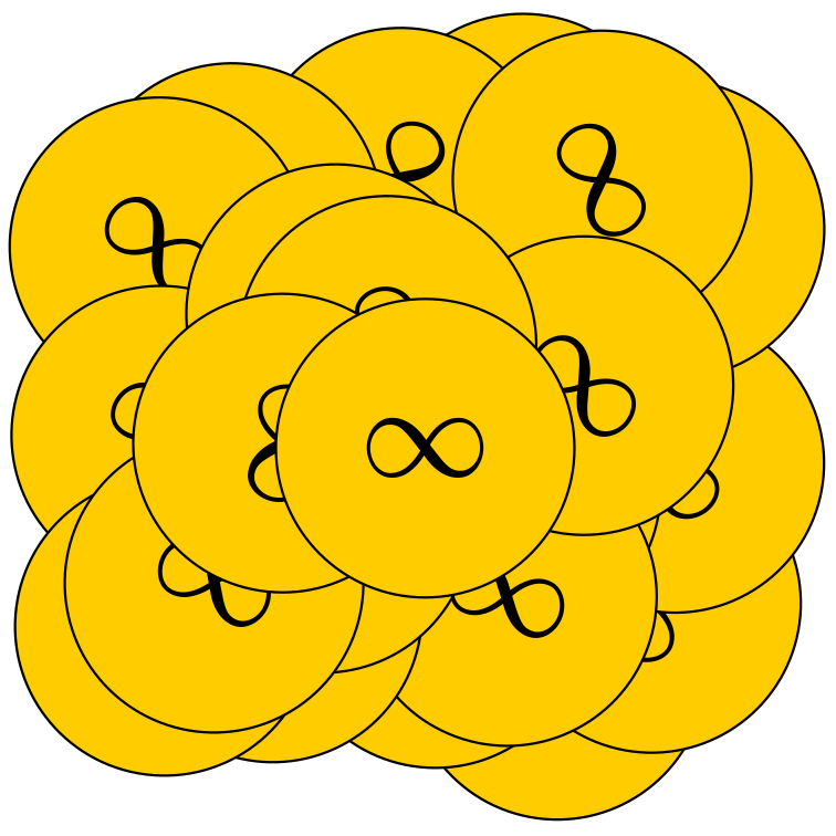 Abbildung eines Münzhaufens jeweils mit der Zahl 8 darin