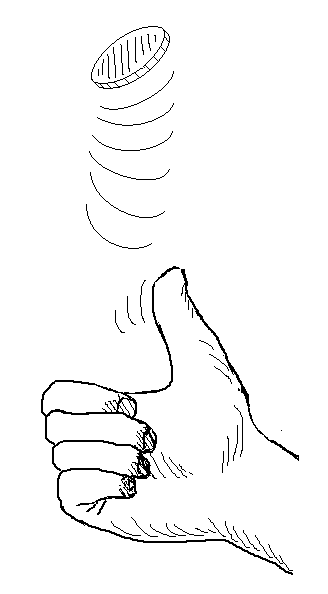Abbildung einer menschlichen Hand, welche gerade eine Münze nach oben wirft