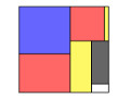 Abbildung eines Quadrates, welches durch bunte Rechtecke ausgefüllt wird