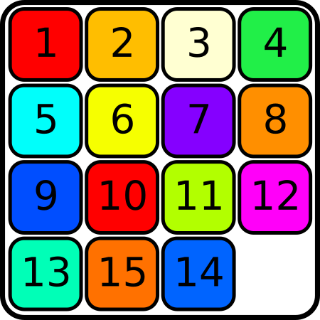 Abbildung eines großen Quadrates mit bunten kleineren Quadraten, die Zahlen beinhalten