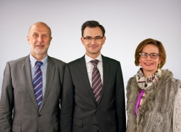 Prof. Müller, Rektor Prof. Strohmeier und Prof. Bullinger-Hoffmann am IBF