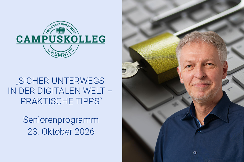 Roland Hallau von der Professur Fabrikplanung und Intralogistik hält für das Campuskolleg der TU Chemnitz einen Vortrag, wie ältere Menschen sicher im Internet unterwegs sein können.