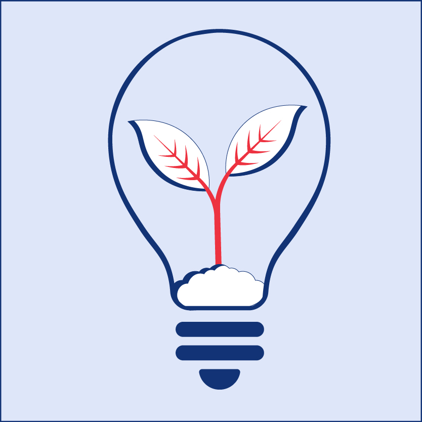 Das Icon illustriert das Thema Energiemanagement, einer Dienstleistung der Professur Fabrikplanung und Intralogistik.