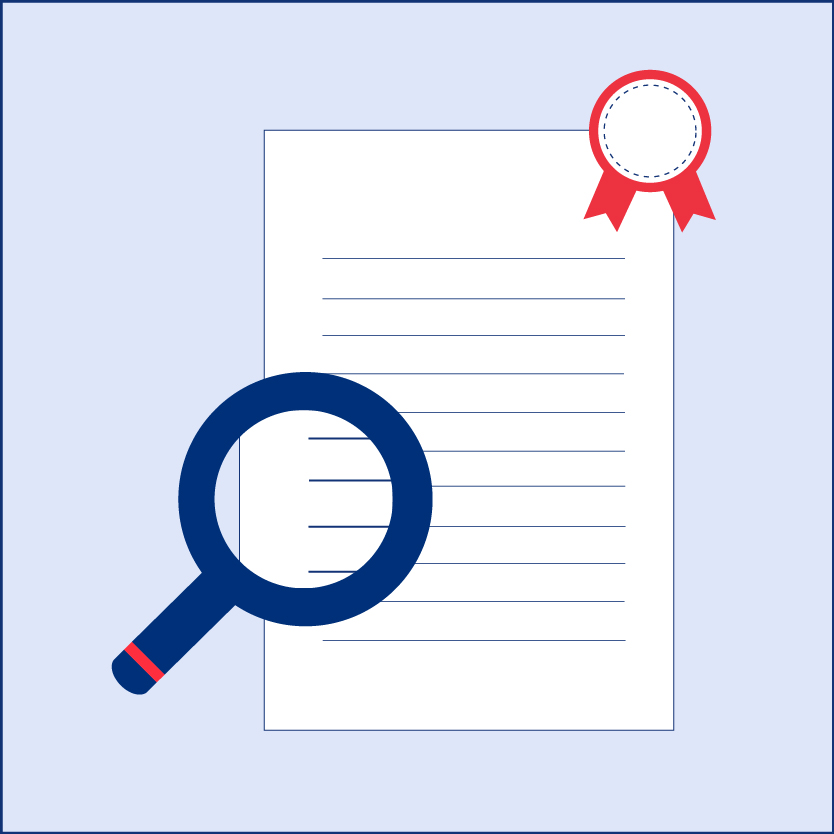 Das Icon illustriert das Thema Qualitaetsmanagement, einer Dienstleistung der Professur Fabrikplanung und Intralogistik.