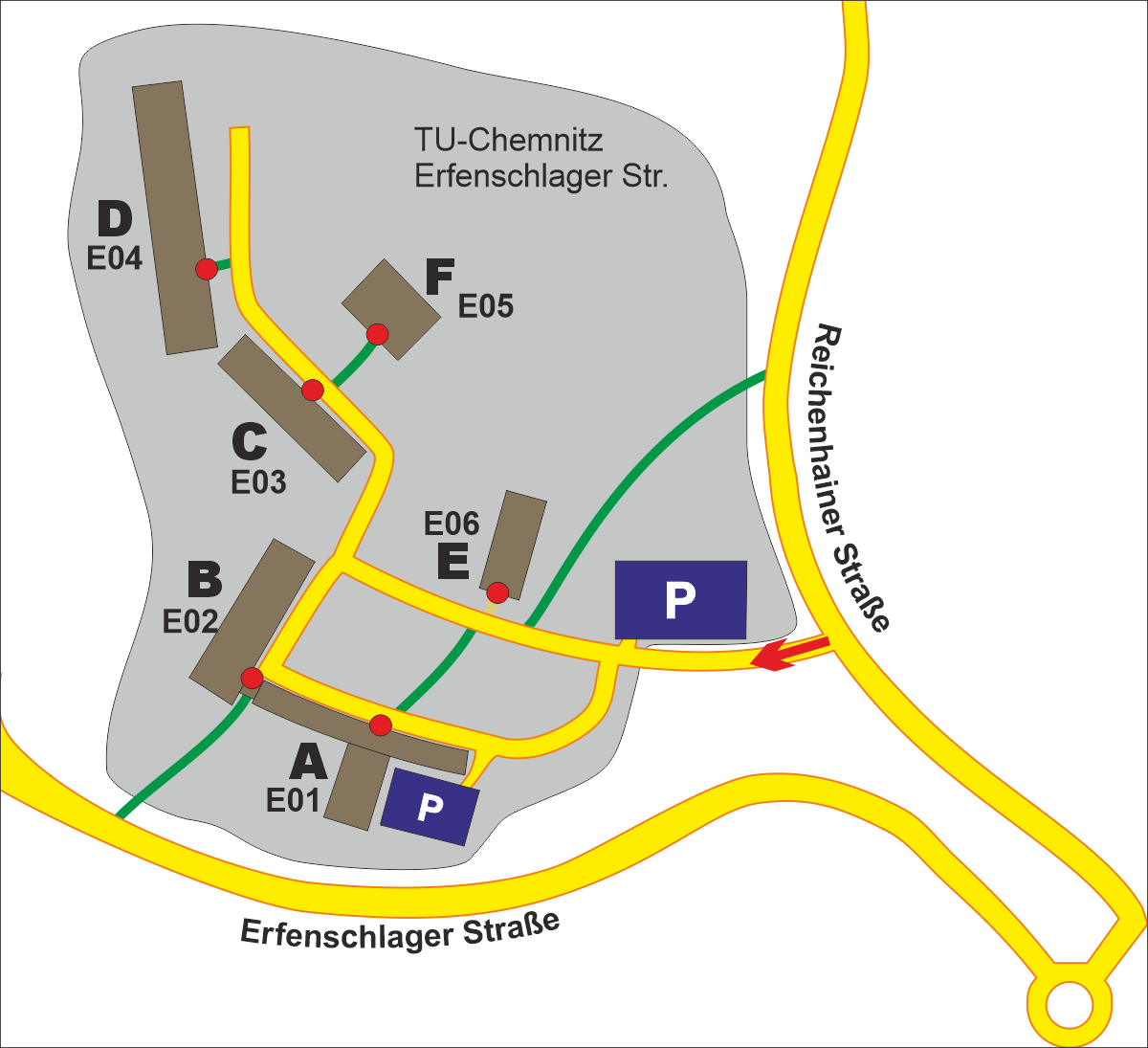 Route nach Chemnitz-Erfenschlag