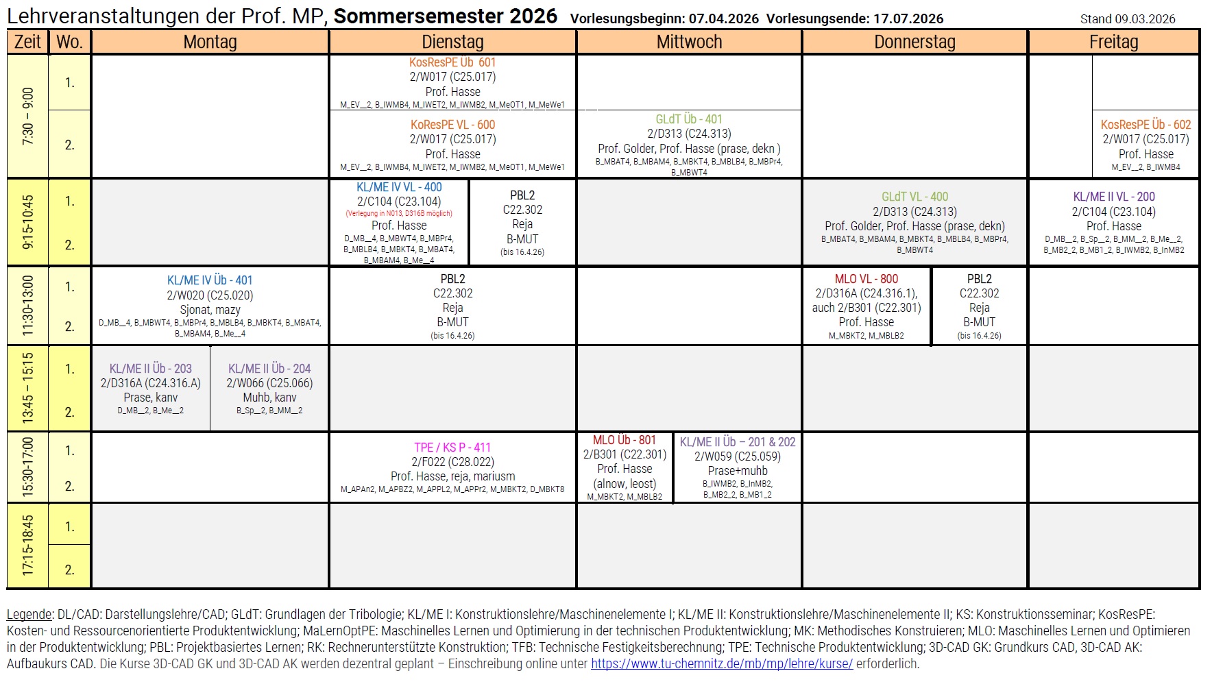 Stundenplan WS 2025/26