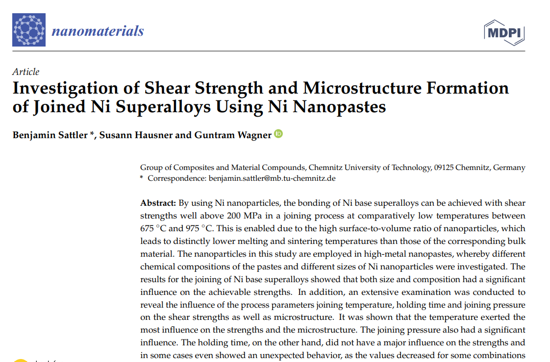 Temperatursensitives Fügen mit Nanopartikeln