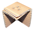 Two cardboard angles connected with a flat clinch joint