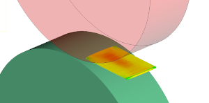 FEM simulation image of sheet metal rolling