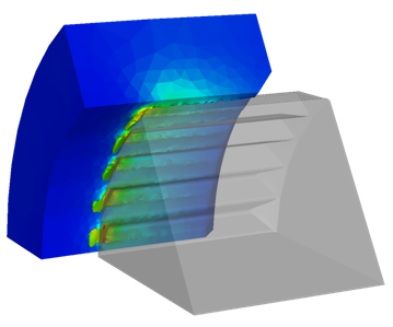 FEM simulation image of a knurled press-fit connection