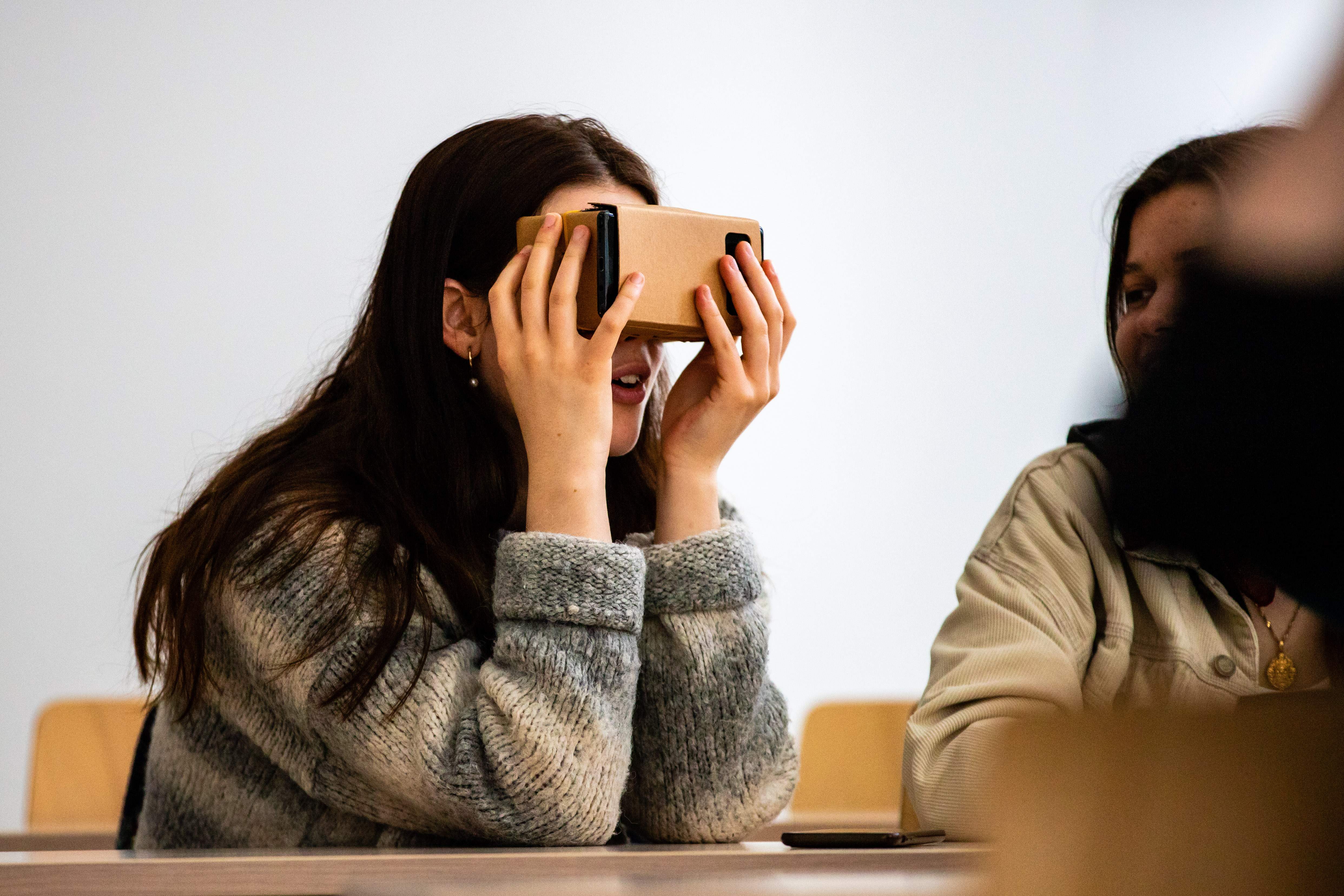 Image of a young woman using a VR headset