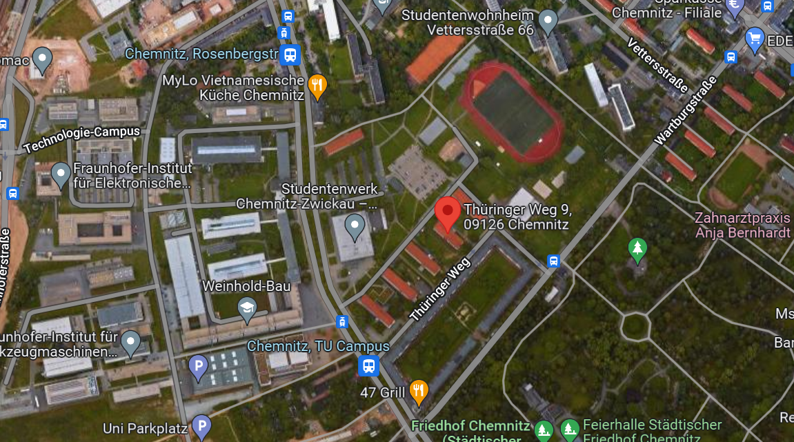 Google Earth Version. 26.08.2022. Thüringer Weg 9, 09126 Chemnitz.