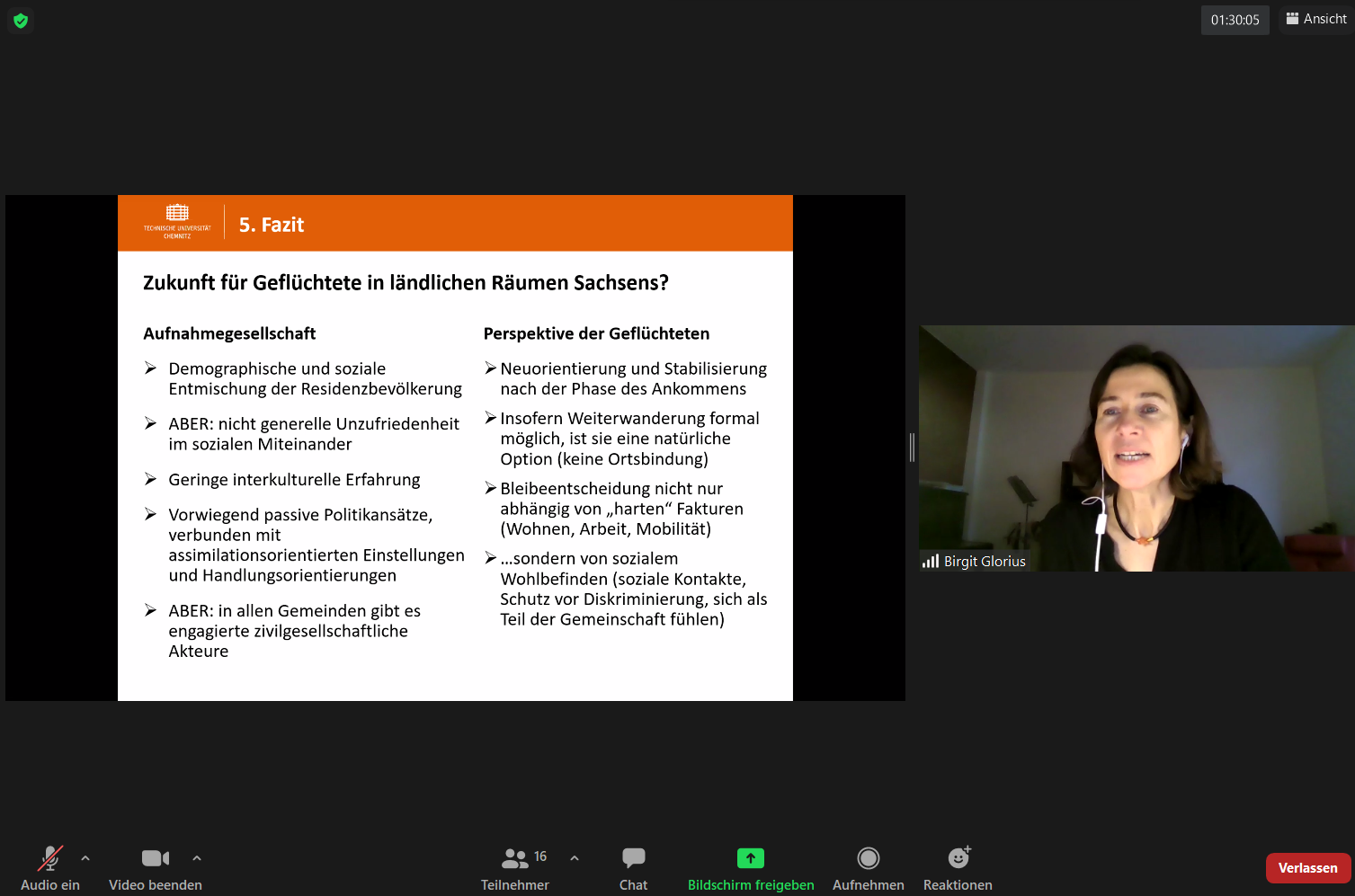 Screenshot Videokonferenz, Birgit Glorius
