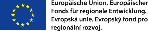 EU-Logo mit Text "Europäische Union. Europäischer Fonds für regionale Entwicklung" (zweisprachig/tschechisch)