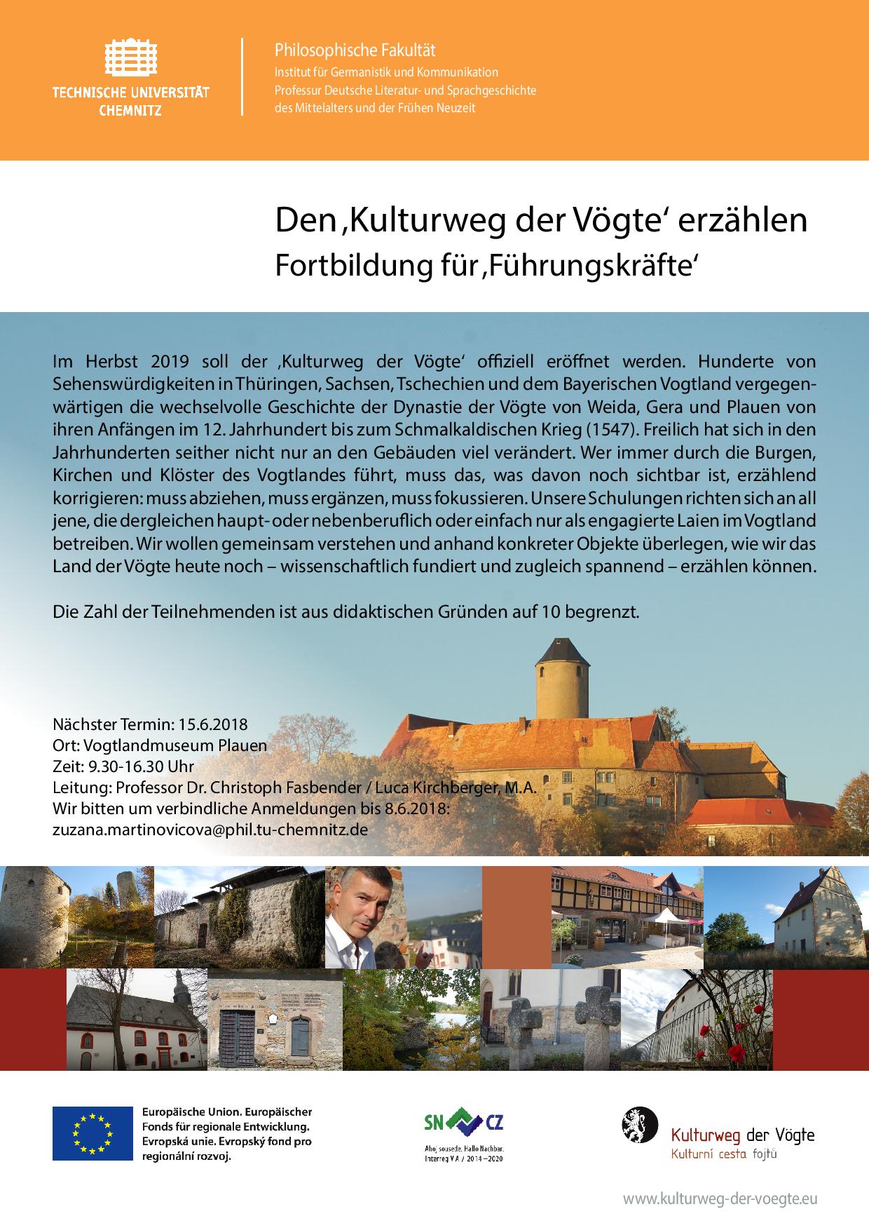 Plakat "Den Kulturweg der Vögte erzählen"