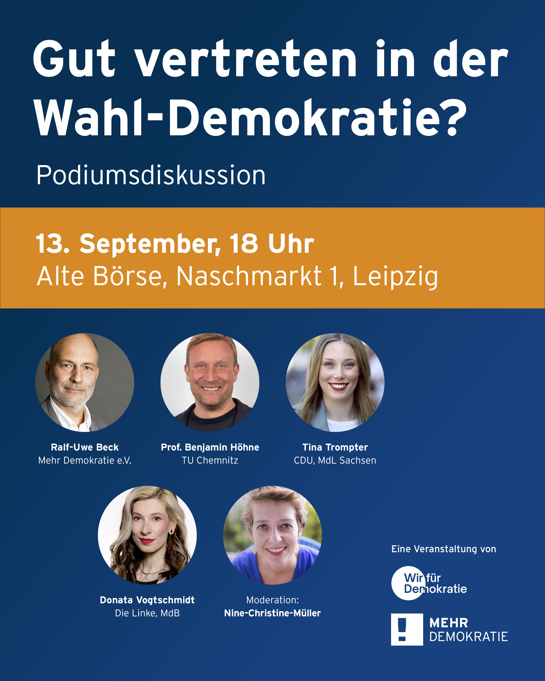 13.9.2025: Podiumsdiskussion „Gut vertreten in der Wahl-Demokratie?“