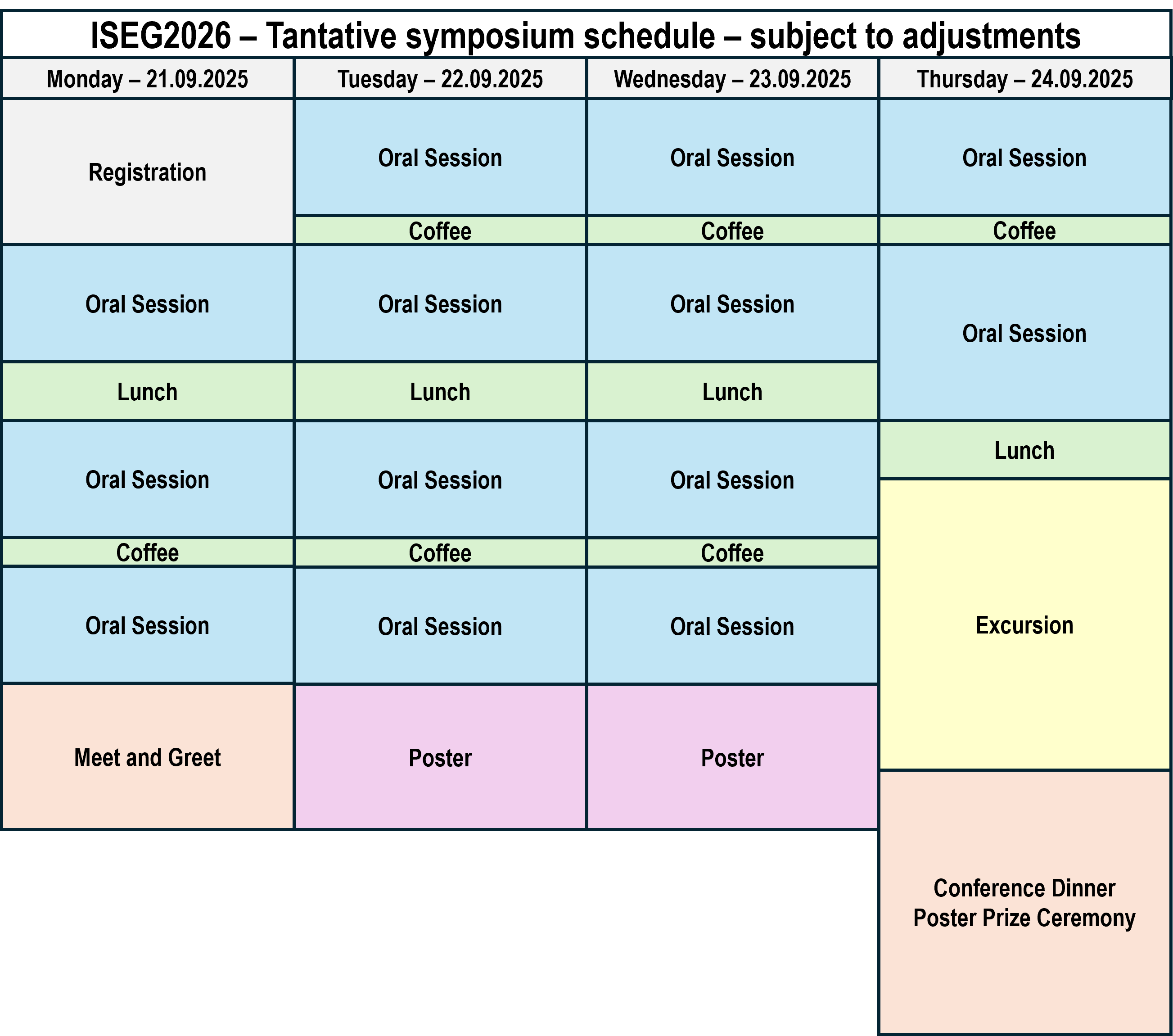 Tentative Scedule of ISEG2026