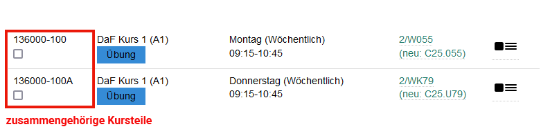 zweiteiliges Kursplanung Beispiel