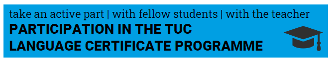 graphic subheading course participation with TUC language certificate