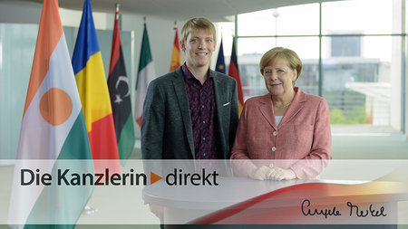 Bild eines Chemnitzer Studenten mit der Bundeskanzlerin Frau Merkel