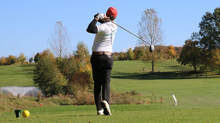 Golfspieler steht auf dem Rasen