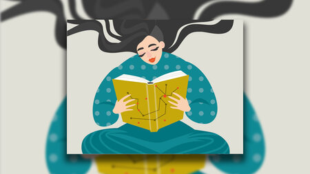 Grafik einer Frau, die ein Buch liest