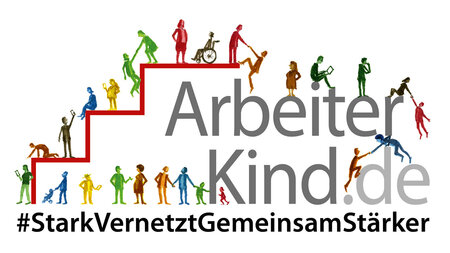 Buchstaben und bunte Icons von Personen.