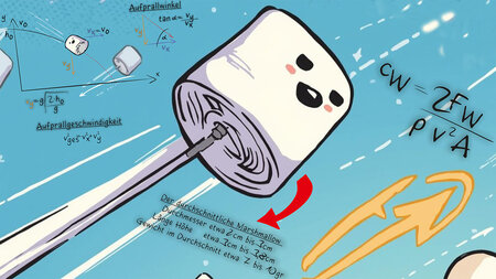 Grafik von fliegenden Marshmallows mit Formeln