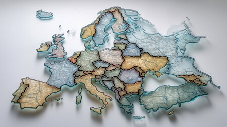 Europalandkarte aus Glas