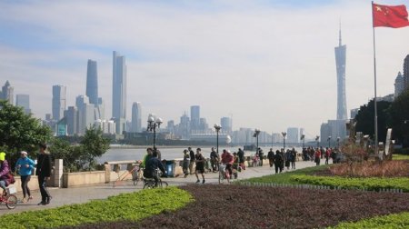 View from SYSU North Gate [along Pearl River] to Guangzhou New Town Centre. 